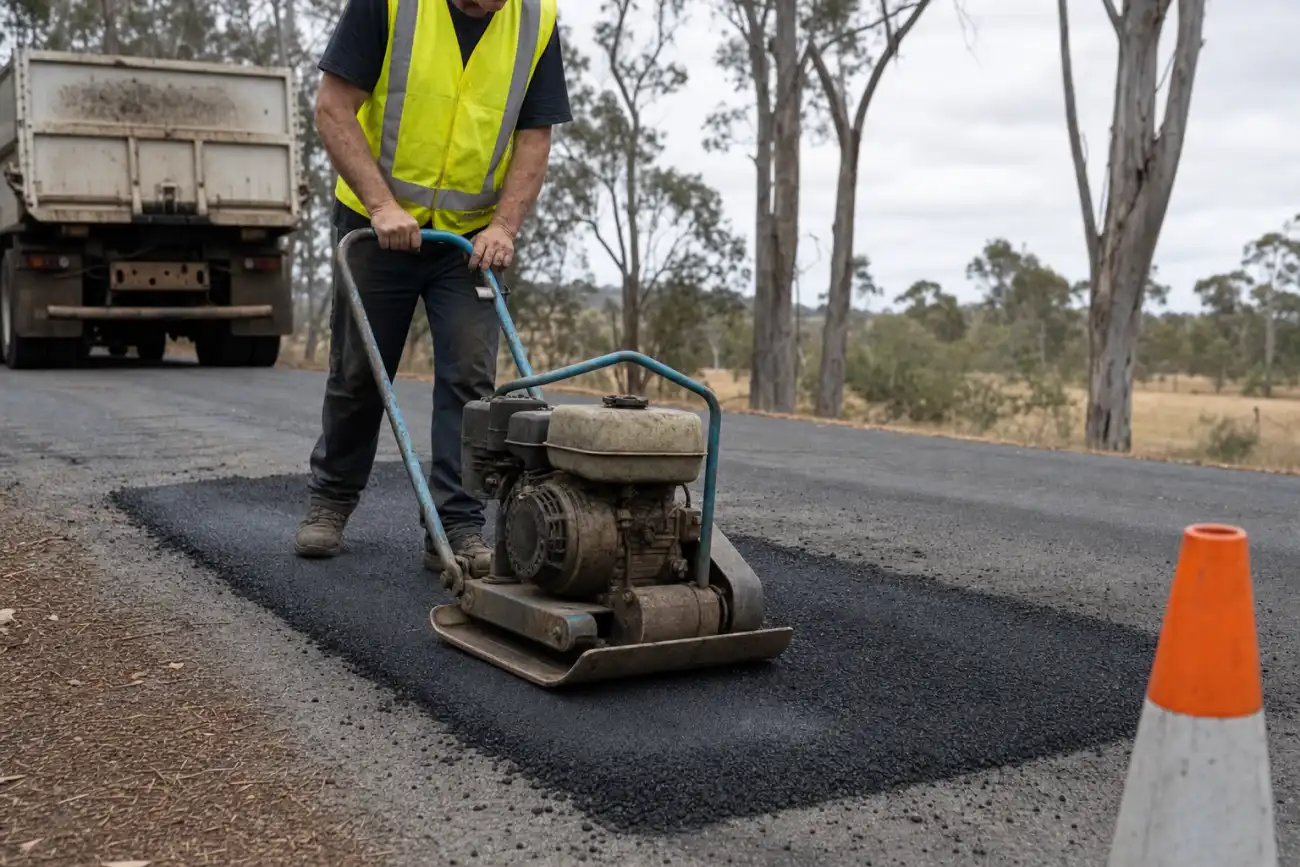 Pothole Repairs work in progress in Launceston Tasmania